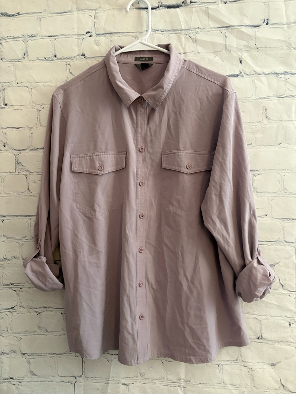 Eddie Bauer Women’s departure Stretch Classic fit button down purple size xl